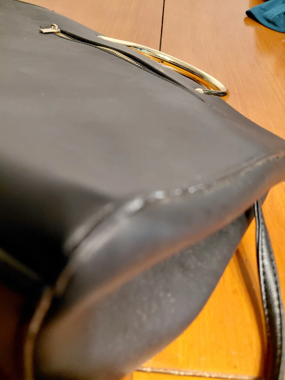 BCBG Black Satchel with Gold Top Handles